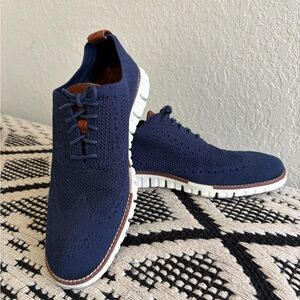 Cole Haan Navy Knit Oxfords